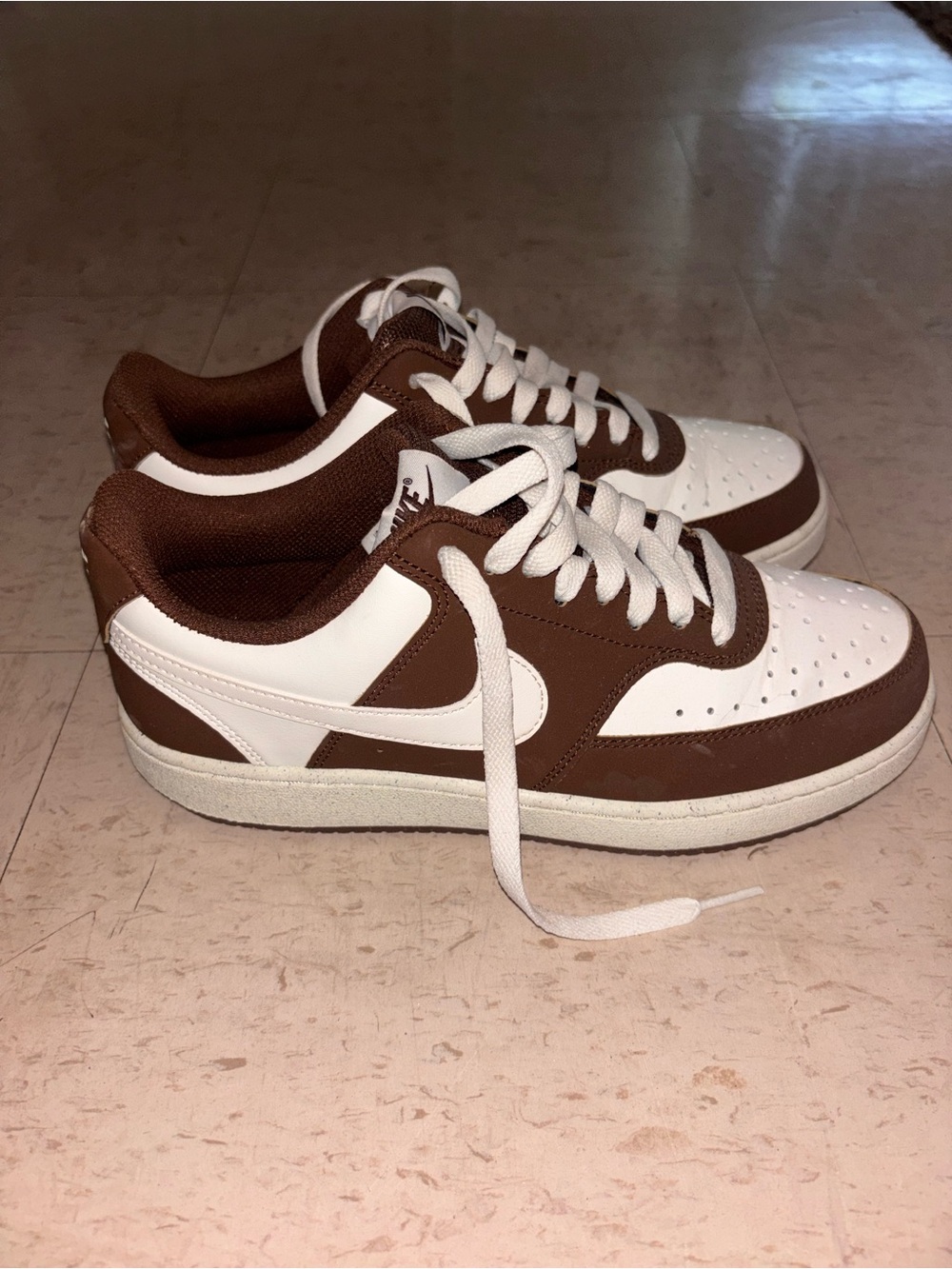 Nike Brown and White Low-Top Sneakers